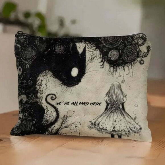 Alice In Wonderland We're All Mad Here Makeup Card Tarot Bag NWT - Picture 3 of 3